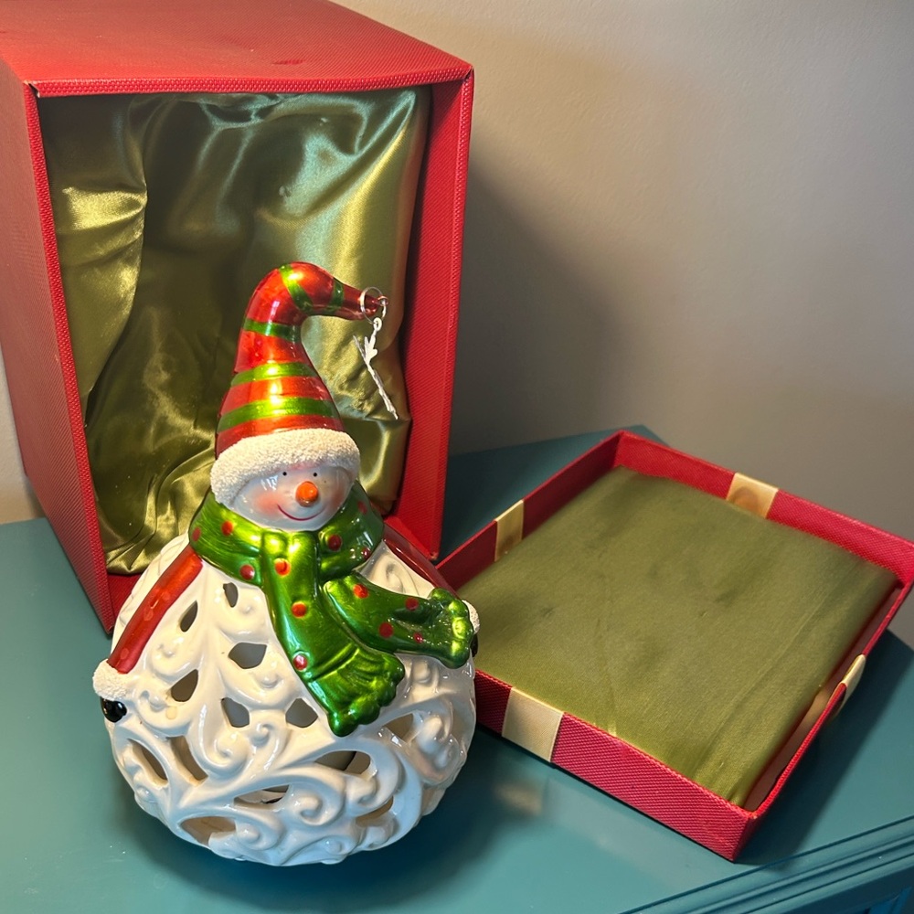 QVC Home Reflections Snowman Flameless Candle Luminary